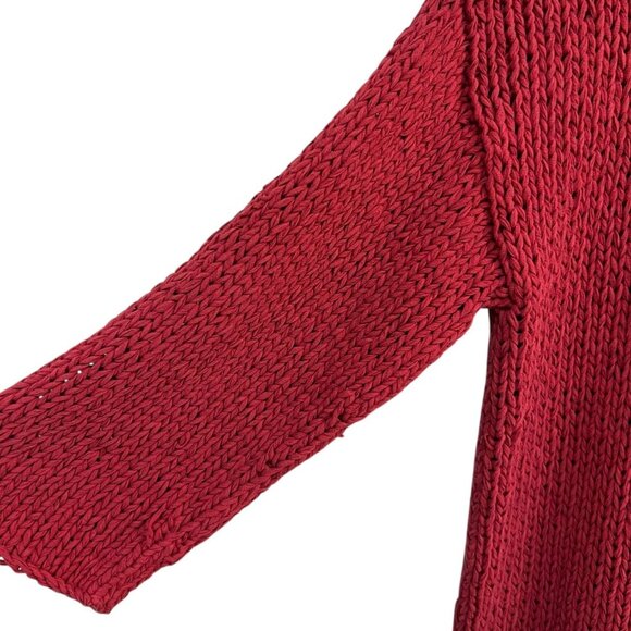Eileen Fisher Red 100% Cotton Open Weave Tunic Sweater Size 1X - Picture 4 of 6